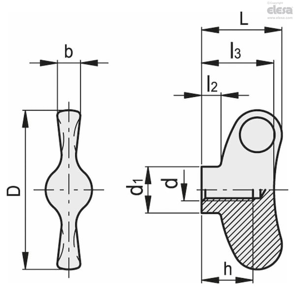 Wing Nut, M8, Stainless Steel, Matte, 28 Mm Ht, 55 Mm Max Wing Span